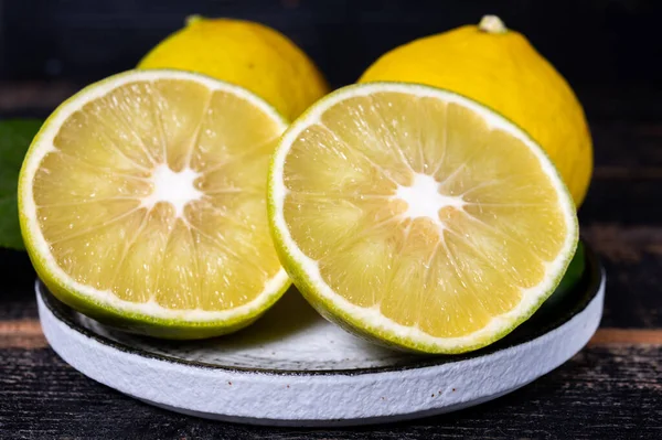 Fresh Ripe Bergamot Orange Fruits Fragrant Citrus Used Earl Grey — Stock Photo, Image