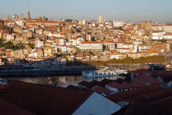 Panoráma Kilátás Régi Része Porto Város Porto Rönkök Vila Nova — Stock Fotó