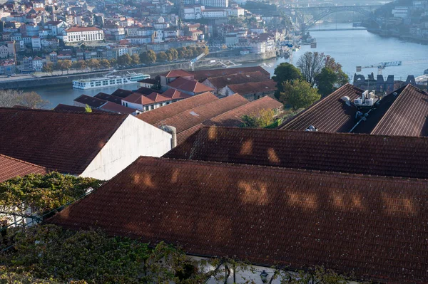 Panoráma Kilátás Régi Része Porto Város Porto Rönkök Vila Nova — Stock Fotó