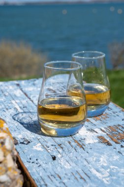 Tek malt viski ve karışık viski tadı mavi deniz, okyanus ya da nehir manzaralı, İskoçya, İngiltere 'de özel viski turları
