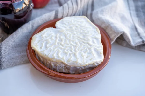 Cheese Collection French Cheese Normandy Region Heart Shaped Neufchatel Close — Stock Photo, Image
