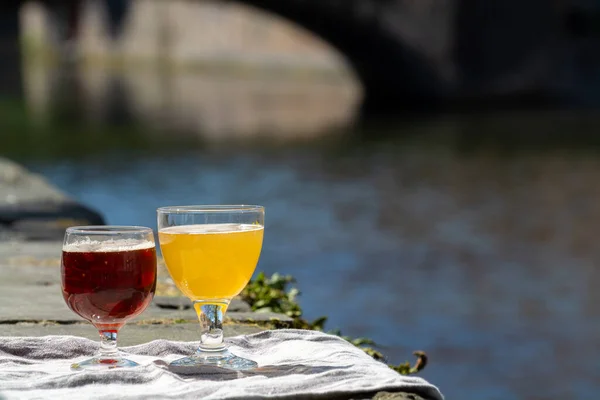 Provning Belgiskt Öppet Café Eller Bistro Terrass Med Utsikt Över — Stockfoto