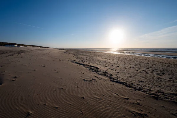 Plage Sable Jaune Dans Petite Ville Belge Haan Coq Sur — Photo