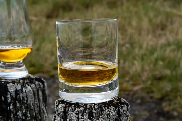 Verkostung Von Dram Single Malt Scotch Whisky Der Küste Schottlands — Stockfoto