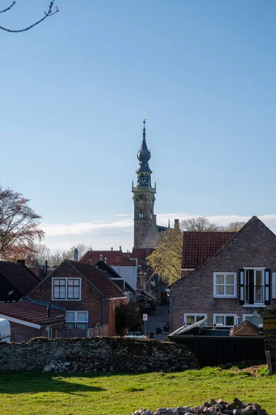 City View Old Medieval Houses Small Historical Town Veere Netherlands — Stock Photo, Image