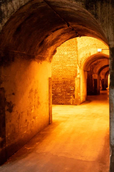 Champagne Sparkling Wine Production Dark Underground Cellars Reims Champagne France — Stock Photo, Image