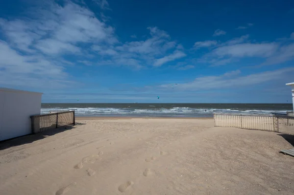 Cabañas Playa Blanca Playas Arena Amarilla Pequeña Ciudad Belga Knokke — Foto de Stock