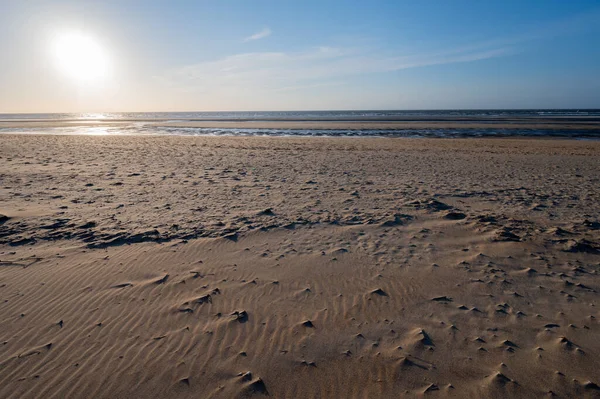 Plage Sable Jaune Dans Petite Ville Belge Haan Coq Sur — Photo