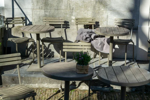 Vintage Metalen Bistro Tafel Stoelen Outdoor Cafe Gebruikt Voor Ontbijt — Stockfoto