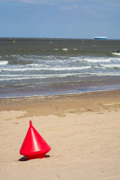 North Sea Waves Sandy Beach Sunny Day Blue Sky — Stock Photo, Image