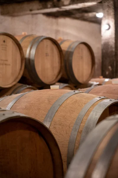 Mantendo Por Anos Vinho Tinto Seco Barricas Carvalho Novo Cavernas — Fotografia de Stock