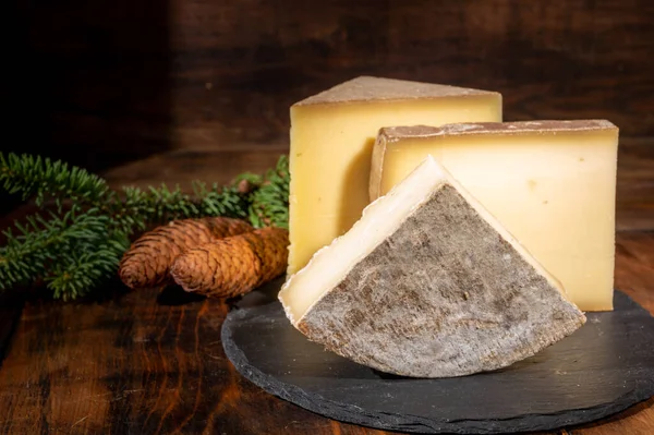 奶酪系列 法国奶牛奶酪系列 美味佳肴系列 特色菜系列 煎饼系列和冷杉系列 — 图库照片