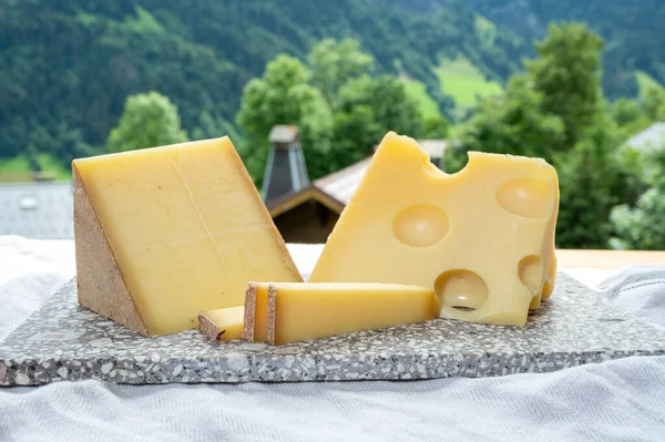 Коллекция Сыра Швейцарский Коровьего Сыра Emmental Gruyere Горы Деревни Apls — стоковое фото