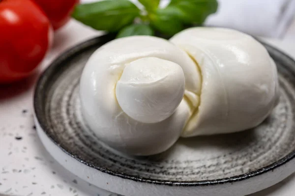 Jižní Italský Měkký Bílý Sýr Mozzarella Vyrobený Buvolího Kravského Mléka — Stock fotografie