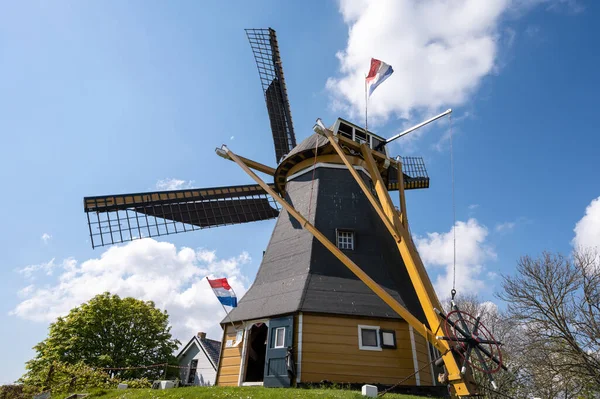 Mulino Vento Tradizionale Olandese Utilizzato Macinazione Del Grano Nella Giornata — Foto Stock