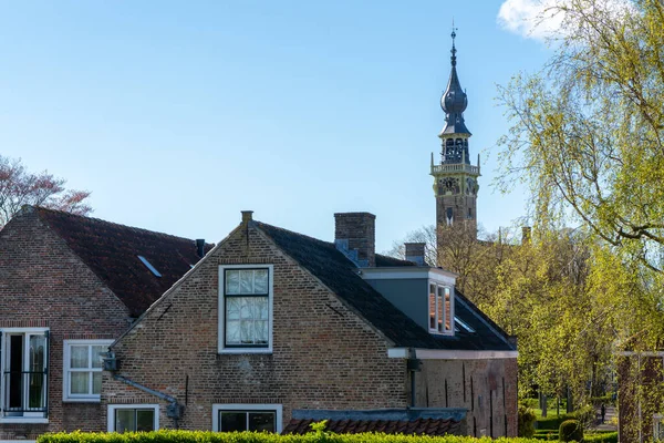 Stadsutsikt Över Gamla Medeltida Hus Liten Historisk Stad Veere Nederländerna — Stockfoto