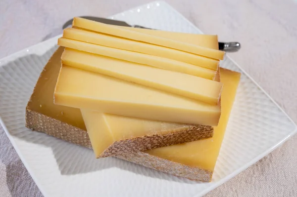 Cheese Collection Hard French Cheese Comte Made Cow Milk Rind — Stock Photo, Image