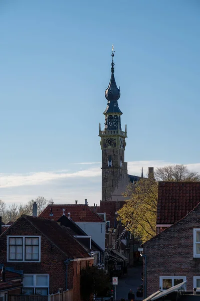 City View Old Medieval Houses Small Historical Town Veere Netherlands — Stock Photo, Image