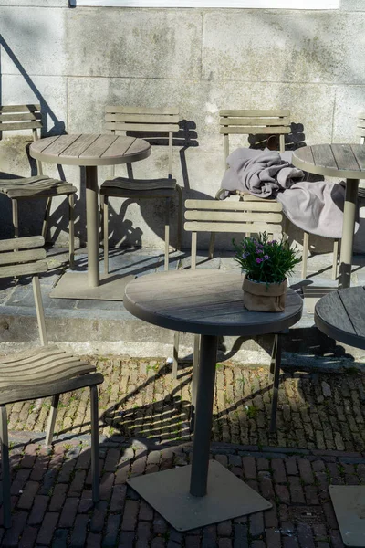 Vintage Metalen Bistro Tafel Stoelen Outdoor Cafe Gebruikt Voor Ontbijt — Stockfoto