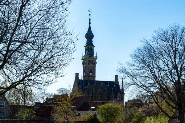 Blick Auf Alte Mittelalterliche Häuser Der Kleinen Historischen Stadt Veere — Stockfoto