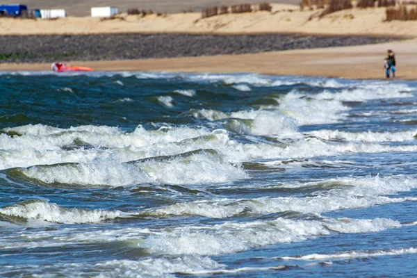 Widok Szeroką Piaszczystą Plażę Morza Północnego Renesse Słoneczny Dzień Zeeland — Zdjęcie stockowe