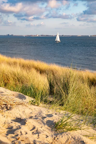 Vue Panoramique Sur Plage Sable Blanc Les Dunes Les Eaux — Photo