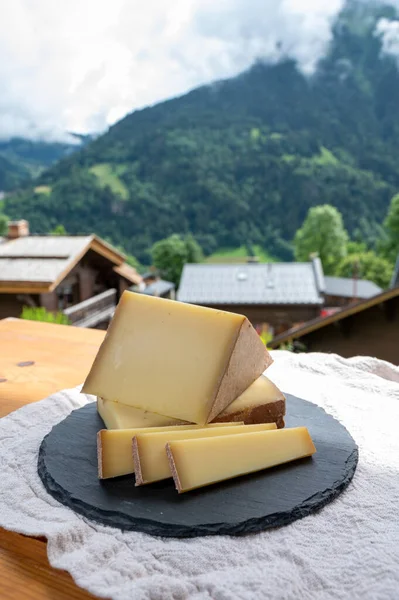 Ost Samling Fransk Ost Comte Beaufort Abondance Och Franska Bergen — Stockfoto