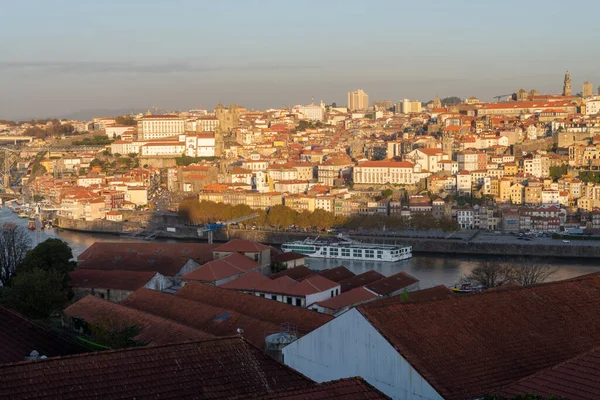 Vista Panorámica Parte Antigua Ciudad Oporto Portugal Puesta Sol — Foto de Stock