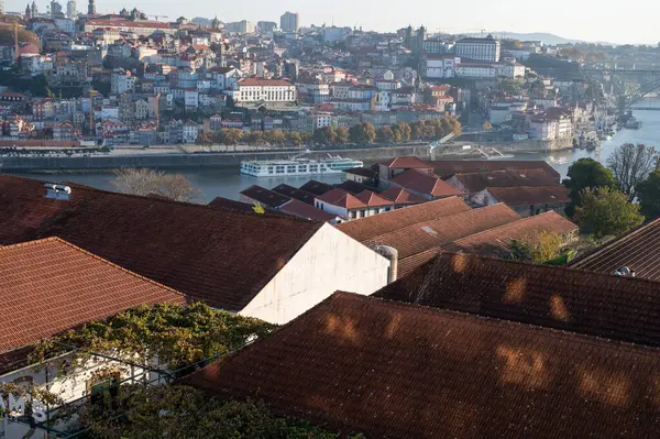 Panoráma Kilátás Régi Része Porto Város Porto Rönkök Vila Nova — Stock Fotó