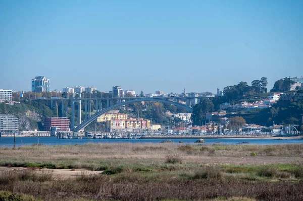 Spacer Wzdłuż Rzeki Douro Porto Atlantyku Piaszczyste Plaże Widok Rzekę — Zdjęcie stockowe