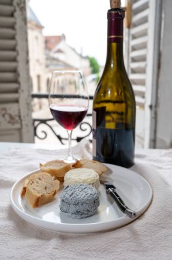 Burgundy Cote de Nuit şarap bölgesinde Fransız keçi peyniri ve manzaralı Grand Cru pinot noir üzüm bağlarından şarap tadıyoruz.