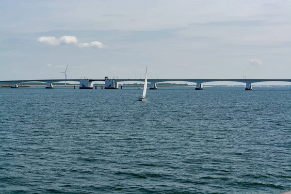 Utsikt Över Den Längsta Bron Nederländerna Zeelands Bro Sträcker Sig — Stockfoto