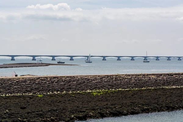 Uitzicht Langste Brug Van Nederland Zeeuwse Brug Oostschelde Verbindt Eilanden — Stockfoto