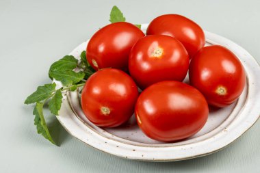 İtalyan mutfağında makarna sosu ya da domates sosu olarak kullanılan pişmemiş kırmızı roma domatesleri.