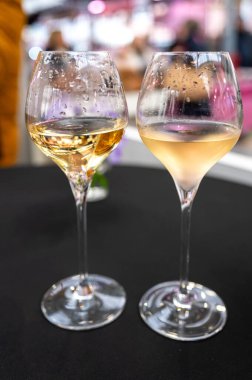 Ziyaretçiler için özel tatma etkinliği, bir bardak şampanyayla yemek eşleşmesi, Fransa 'da kış yemekleri ve şarap festivalinde ünlü aşçıların hazırladığı lezzetli yemekler.