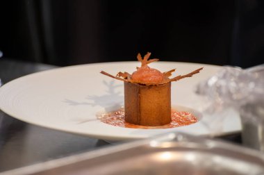 Ziyaretçiler için özel tatma etkinliği, bir bardak şampanyayla yemek eşleşmesi, Fransa 'da kış yemekleri ve şarap festivalinde ünlü aşçıların hazırladığı lezzetli yemekler.