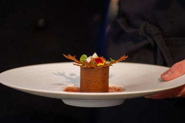 Ziyaretçiler için özel tatma etkinliği, bir bardak şampanyayla yemek eşleşmesi, Fransa 'da kış yemekleri ve şarap festivalinde ünlü aşçıların hazırladığı lezzetli yemekler.