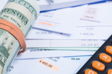 Fatura ve faturaları, rulo Doları banknot hesap makinesi