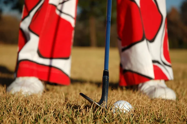 Golfista che si prepara a colpire la palla — Foto Stock