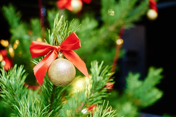 Christmas ball with bow Christmas tree Stock Image