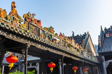 Guangzhou, Guangdong, Çin 'deki Chen Klanının renkli mimarisi