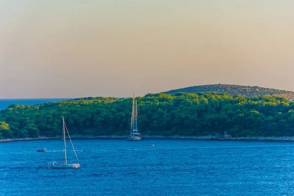 Vista Las Islas Pakleni Desde Hvar Atardecer Croacia — Foto de Stock