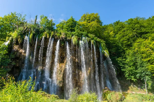 Amazing Big Waterfalls Plitvice Lakes Croatia — Stock Photo, Image