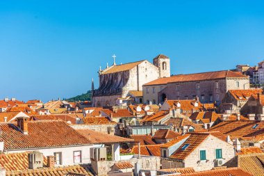 Hırvatistan 'ın eski Dubrovnik kentinin çatılarının manzarası