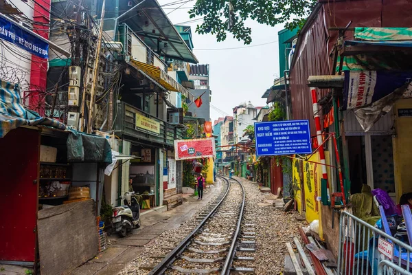 Hanoi Vietnam Januari 2020 Treinstraat Van Hanoi — Stockfoto