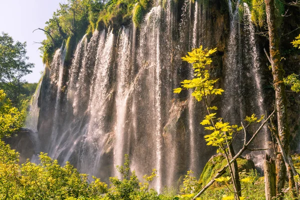 Amazing Big Waterfalls Plitvice Lakes Croatia — Stock Photo, Image