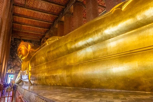 Bangkok Thaïlande Janvier 2020 Grande Statue Dorée Bouddha Couché — Photo