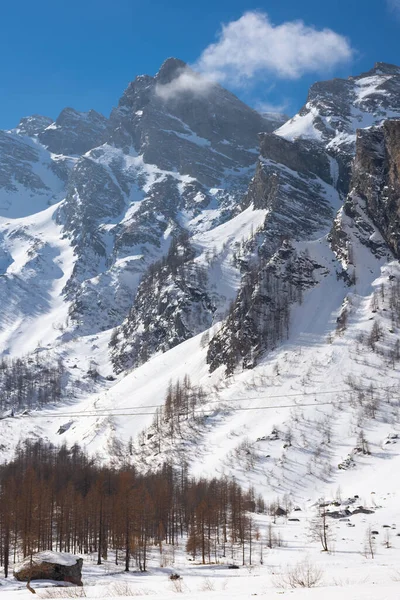 Sneeuwlandschap Pian Della Mussa Mountain Pidmont Italië — Stockfoto