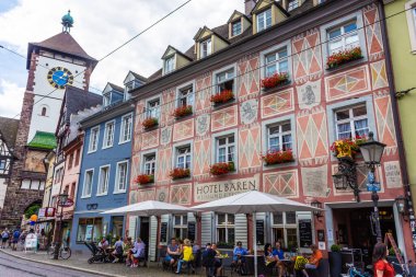 FREIBURG IM BRISGAU, GERMANY, 18 JULY 2020: The Hotel Baren is the most ancient hotel in Europe clipart
