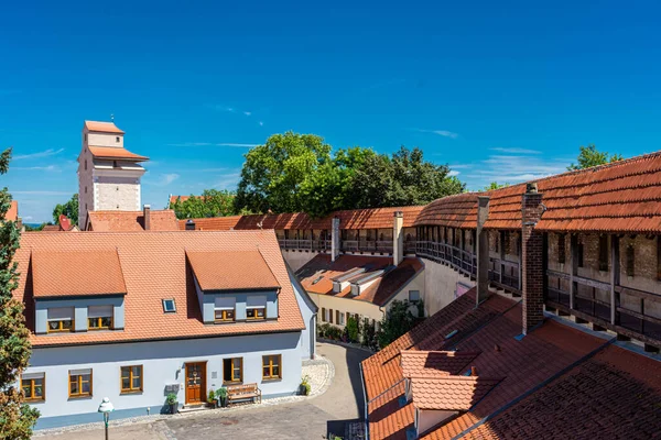 Kentin Duvarlarından Almanya Nın Tarihi Nordlingen Merkezinin Manzarası — Stok fotoğraf